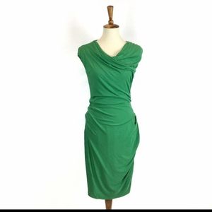 Bordeaux x Anthropologie kelly green ruched gathered dress Size medium